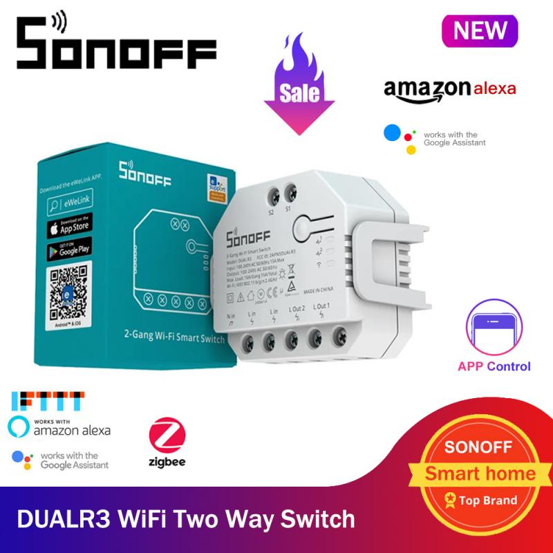 SONOFF WiFi Smart Curtain Switch with Power Metering TUV Certified, DUALR3  Dual Relay DIY Curtain, Blinds, Roller Shutter,Two Way Smart Switch,Works